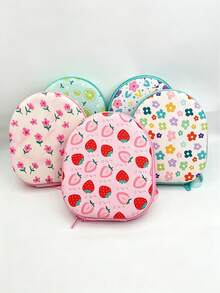 1pc EVA Headphone Storage Bag, Hard Shell Anti-Drop Anti-Pressure Zipper Earphone Case, Portable Wireless Bluetooth Earphone Protective Bag, With Mesh Pocket For Data Cable And Digital Accessories, Multiple Patterns Available - View 4