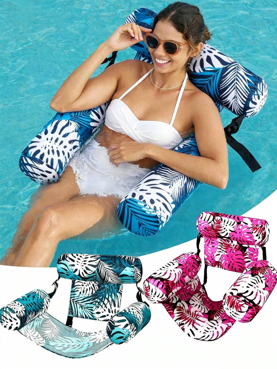 1pc Leaf Design Floating Lounge Chair - Adult Inflatable Pool Chair, Portable Summer Beach Float, Suitable For Beach, Lake And Pool Party Pool Inflatable Float And Pool Raft Pool Supplies Pool Accessories - Multicolor - View 1