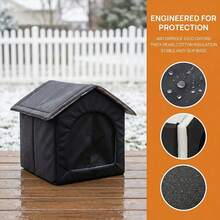 Outdoor Air-Conditioned Cat House Designed For Cats, Comfortable Warm Cat Bed With Windproof Curtain Opening, Waterproof Sun-Proof Wind-Proof Snow-Proof Pet House, Durable Non-Collapsing Cat Nest Suitable For All Seasons - one-size - View 9