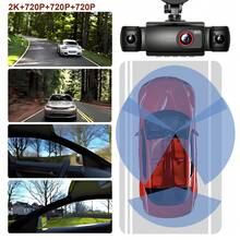 360°全視角 4通道 2K行車記錄器，汽車前後內側左右行車攝影機，FHD DVR 循環錄影，3吋螢幕，不含SD卡 - Dash Cam Y18 - 查看 4