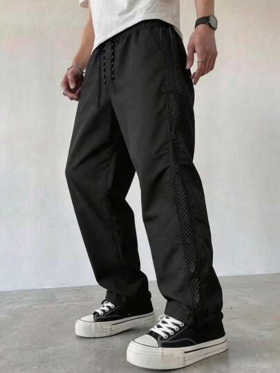 Men's Autumn Outdoor Sports Casual Double Zipper Long Pants, Minimalist Fashion Daily Mesh Athletic Pants