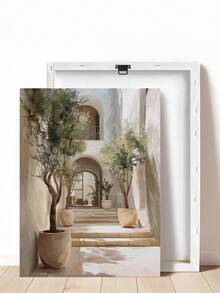 1件地中海庭院印花家居裝飾，沿海建築藝術，中性檸檬廚房裝飾，臥室裝飾，客廳裝飾，宿舍裝飾，牆面藝術，牆面裝飾，家居裝飾，房間裝飾，帆布牆面藝術，海報，裝框牆面藝術，可選框架 - 1PCS - 查看 8