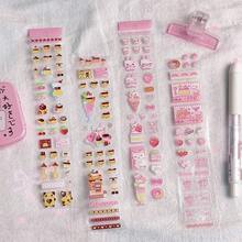35cm/Loop Pixel Strawberry Pudding Dessert PET Sticker Roll Cute Die Cut Decals For Journal Scrapbook Planner Card Making Kawaii Stationery Supplies - Black - View 5