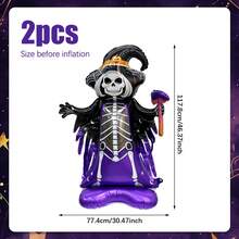 1/2 pièces Ballons en feuille d'aluminium de sorcière squelette debout pour Halloween, ballons de sorcière, convient pour la décoration d'Halloween, la maison hantée, les bonbons ou un sort, la décoration d'ambiance d'horreur, la décoration intérieure et extérieure - Multicolore - Voir 8