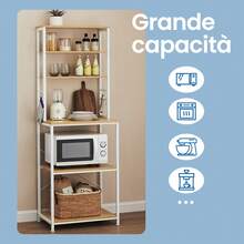 SONGMICS Scaffale da Cucina a 6 Ripiani con Supporto per Microonde e Ganci, per Bar Caffè - Rovere giallo - Visualizzare 3