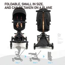 Lightweight 2-In-1 Travel Stroller, 360° Reversible Seat, Portable Folding Stroller With Breathable Backrest And Shock Absorption - Black - View 4