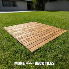 Premium Acacia Wood Interlocking Deck Tiles, 9 PCS 12"X12"X0.9" Floor Tiles, Waterproof Wood Flooring For Backyard And Outdoor Patio Decor, All Weather Use Striped Pattern - Natural Wood - View 4