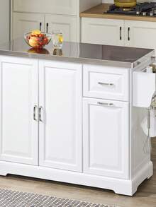SoBuy | Kitchen Trolley With Foldable Extension | Kitchen Cart With 2 Drawers | Kitchen Cabinet MDF For Small Spaces | 107*71*91 Cm - White - View 1