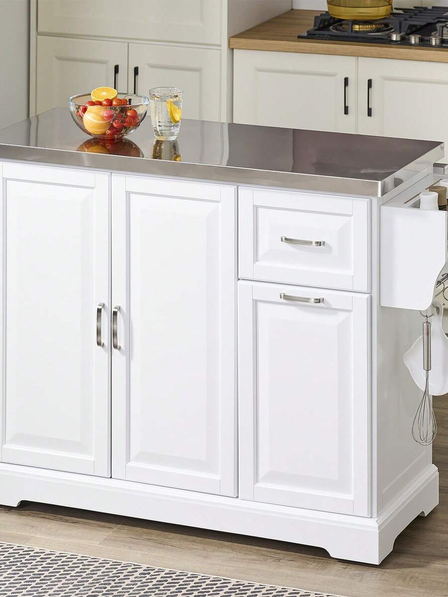 SoBuy | Kitchen Trolley With Foldable Extension | Kitchen Cart With 2 Drawers | Kitchen Cabinet MDF For Small Spaces | 107*71*91 Cm - White - View 1