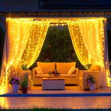 Battery Case Design Window Curtain Lights With 8 Light Modes, Soft Warm Glow LED String Lights For Backyard Gazebo Holiday Party Decoration - Warm White - View 7