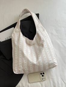 Women's Large Capacity Daily Commute Fashion Solid Color Shoulder Bag - Khaki - View 3