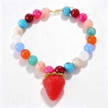 1pc Bohemian Style Y2K Creative Fashion Elegant Exquisite Glamorous Personalized Exaggerated Cute Fruit Series High-Quality Dopamine Color Resin Beaded 3D Strawberry/Lemon Pendant Necklace For Women Sisters Couples Prom/Graduation Jewelry Gift, Suitable For Daily Wear, Dating, Wedding, Party, Holiday, Summer Beach Vacation - necklace - View 9