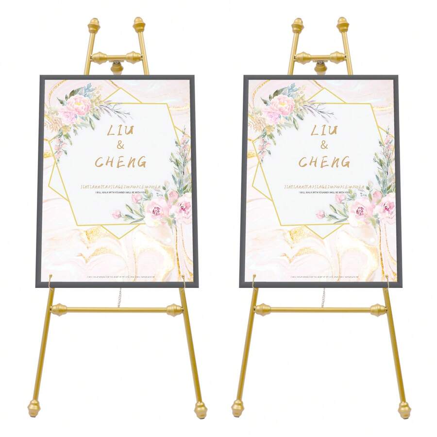 2-Pack Lightweight, Portable Wedding Sign Easel With Adjustable Hooks, Versatile Picture Frame Holder For Wedding, Bridal Shower, Engagement & Table Decor - 2pcs - 查看 1