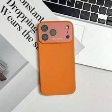 1 buah Casing Ponsel Magnetik Silikon Cair Kompatibel dengan iPhone 16 Pro Max, 17 Jendela Tampilan Besar, Desain Cincin Tipis, Warna Solid, Kompatibel dengan 15/14 - Jeruk - View 4