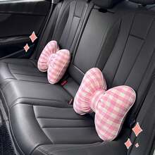 1PC Car Headrest And Lumbar Support, Plaid Bow Ribbon Seat Pillow, All-Season Goddess Lumbar Support Cushion - Multicolor - View 3