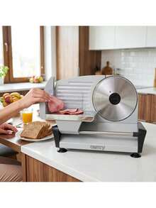 Adler Food Slicer, Meat Slicer, Slicer, Bread Slicer - Heavy-Duty Design, Stainless Steel Blade, Adjustable 0-15mm Thickness, 400W, Foldable Table, Removable Pusher, Anti-Slip Feet - EU E Type Plug(220-240V) - View 3