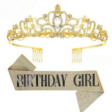 生日披肩緞帶 生日皇冠髮箍 生日髮箍 生日披肩附生日快樂皇冠與緞帶，生日派對裝飾用 - 多色 - 查看 7