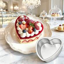 2/3pcs 3/4/5/6/8/10 Inch Heart-Shaped Aluminum Cake Molds, Anodized, Suitable For Chiffon Cake, Pudding, Ideal For Valentine's Day Baking, Fixed Bottom, Party Use, Kitchen Baking Tools - Silver - View 9