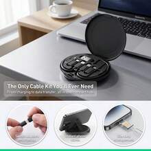 FCV 1pc Multi-USB Charging Adapter Cable Set, Includes Mirror, USB C To Lightning Adapter Box, USB A And Type C To Male Micro/Type C/Lightning Converter Set, Data Transfer, Card Slot Storage, Tray Ejector Pin, Phone Stand, Square/Round - Multicolor - View 5