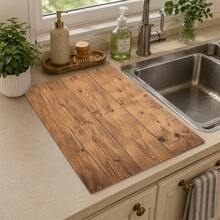 1 pieza Alfombrilla de drenaje de cocina de tierra de diatomeas con grano de madera, alfombrilla de secado rápido y absorción rápida antideslizante para máquina de café y alfombrilla de secado de platos, adecuada para encimera de cocina y mesa de comedor - Multicolor - Ver 3