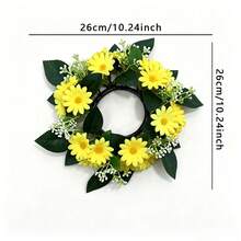 Coroa Decorativa de Castiçal com Margaridas Amarelas - 1 peça - Visão 8