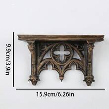 1pc Gothic Style Embossed Wall Hanging Shelf, Retro Dark Decor Wall Mounted Display Rack, Niche Art Candle & Storage Holder, 3D Printed Intricate Floral Carving, For Study, Bedroom, Entryway - 1PC - View 17