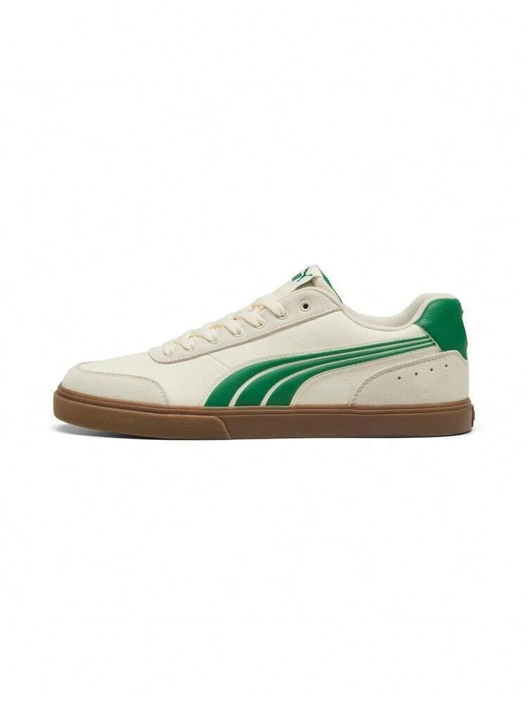 Puma 中性款 Court Ever 米色/綠色低筒運動休閒鞋 40718604 - 米色 - 查看 1