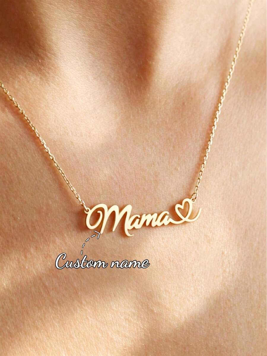 Collar de acero inoxidable personalizado con nombre para mujer, collar de cadena de caja dorada con fuente personalizada, regalo de joyería para novia, familia
