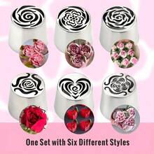 Set Ujung Pipa Rusia Ekstra Besar, Nozel Hiasan Kue Bunga Mawar dari Baja Tahan Karat, Alat Dekorasi Krim Mentega Profesional untuk Ornamen Krim Kue, Pembuatan Pola Bunga, Kue Kering, Makaron, dan Semua Dekorasi Makanan Penutup Buatan Sendiri - MultiWarna - View 3