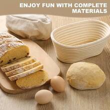 Oval Bread Proofing Basket, Natural Willow Bowl, Bread Proofing Basket With Liner, Suitable For Professional And Home Bakers To Make Handmade Bread - View 9