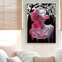 1 Stück schicker rosa Mädchen Luftballons Leinwand Wandkunst Muster, moderne flüssige Wanddekoration für Wohnzimmer Küche Poster für Zimmer, für Kunstliebhaber Heimdekoration Enthusiasten, perfektes Geschenk für Einweihungsparty, Zimmerdekoration Ästhetik, optionaler Rahmen. - Mehrfarbig - Übersicht 11