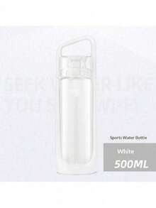 Kor Dual Use Water Bottle With Straw Portable Square Clear Water Cup Dual Drinking Modes Leakproof Travel Sports Drinking Bottle For Girls - 白色 - 查看 2
