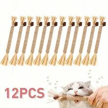 3/6pcs Cat Chew Sticks, Made Of Cat, Raffia, Gallnut And Hemp Rope, For Dental Cleaning And Chewing. Dental Cleaning Toy For Kittens, Indoor Entertainment For Bored Cats - Black - View 8