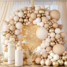 Neutral Color Balloon Arch Garland Set 102Pcs, Nude Sand White Metallic Gold Latex Balloons Included, Elegant Scene Ornaments For Wedding & Birthday Celebration Decor - Multicolor - View 5