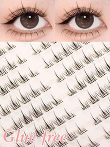 132 Clusters Glue-Free Sunflower False Eyelashes, Korean Style, C Curl, 6-12mm Mixed Length, Cluster Design, Glue-Free, No Skill Required, DIY Customizable, Save Makeup Time, Soft Lightweight Comfortable, Suitable For Beginners, Reusable, Ideal For Daily Wear, Dates, Travel, Parties And Holiday Looks, Perfect Gift For Best Friend Or Girlfriend - C - View 9