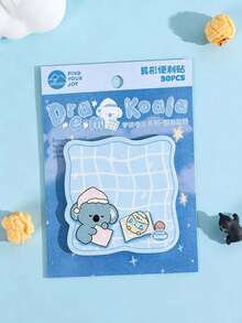 1/4 Pack Cute Koala Shaped Sticky Notes, Healing Blue Cartoon Koala Self-Adhesive Memo Paper, Student Planner Collage Marking Reminder Message Stickers, Office & Study Stationery - one-size - View 9