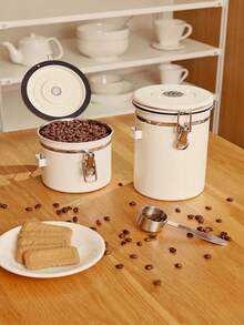 Haus Hana 1pc Stainless Steel Airtight Coffee Container With Spoon, Storage Canister Set, Coffee Jar Canister With Scoop For Coffee Beans Tea 1.2L/1.8L - Multicolor - View 3
