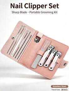 VCHOSE 10pcs Nail Clipper Set, Nail Clippers, Nail File, Ear Pick, Portable Manicure Beauty Tool Set With Storage Travel Bag, Gradient Color, Pink/Green/Purple And More Options - Multicolor - View 6
