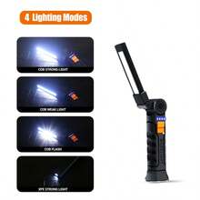 1PC Foldable Magnetic COB Work Light, USB Type-C Rechargeable Multi-Angle Rotation Handheld Inspection Lamp With Strong Base Magnet Mechanic Repair Torch For Auto Garage Engine Maintenance Emergency Lighting - Work Light - View 7