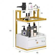 Soporte De Secadores Para Barbería Con Cajones Moderno - Dorado - Ver 2