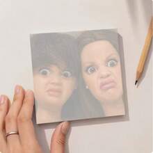 1pc/4pcs Cute Angry Face Self-Adhesive Sticky Notes, Square Memo Pad Suitable For School, Office, Daily Reminders, Diary, Girls Stationery Gift - one-size - View 1