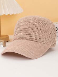 1pc Hollow Knit Knight Cap, Linen Knit Hollow Baseball Cap, Adjustable Outdoor Versatile Casual Baseball Cap, Spring/Summer Unisex Knit Hat - A - View 2