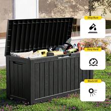 85 Gallon Outdoor Waterproof Resin Storage Deck Box Lockable Outside Bench UV Resistant Bin Patio Porch Furniture Pool Float Garden Tool Cushion Black - Grey - View 11