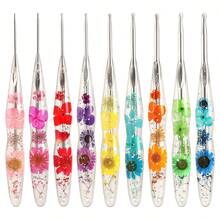 1pc Dried Flower Resin Transparent Crochet Hook, Exquisite Bubble Packaging, New Silver Needle Head, Comfortable Ergonomic Handmade Grip Design, Suitable For DIY Knitting Scarves, Sweaters And Other Handmade Projects - Crochet Needles - View 1