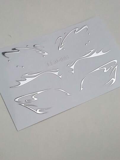4pcs Y2K Silver Foil Eyeliner Sticker Set, Metallic 3D Flame, Star And Abstract Pattern Eye Makeup Stickers, Self-Adhesive Eyeliner Stickers For Party, Holiday And Daily Makeup,Halloween Costume