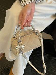 Women's New Spring Fashion Quilted Chain Handbag, Small Square Crossbody Bag, Versatile - Khaki - View 3