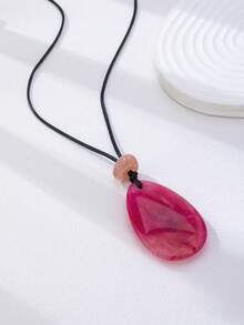 1/4pcs Teardrop Pendant Necklaces For Women, Adjustable Black Rope Choker Necklaces, Water Drop Dainty Neck Jewelry For Daily Wear Gift ﻿ - Multicolor - View 12