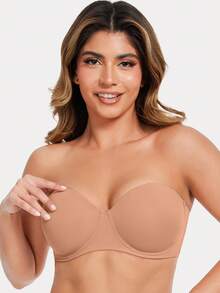 MELENECA Women's Strapless Bra For Large Bust Back Smoothing Plus Size With Underwire - Maroon - View 6