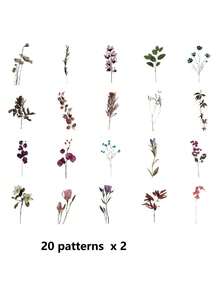 40pcs/Pack Vintage Floral Plant Notebook Decorative Stickers PET Material Decorative Stickers Suitable For Scrapbook Labels, Diary, Stationery, Photo Album, Phone Book, Notebook, Planner, Back To School - Multicolor - View 9