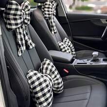 1PC Car Headrest And Lumbar Support, Plaid Bow Ribbon Seat Pillow, All-Season Goddess Lumbar Support Cushion - Multicolor - View 7